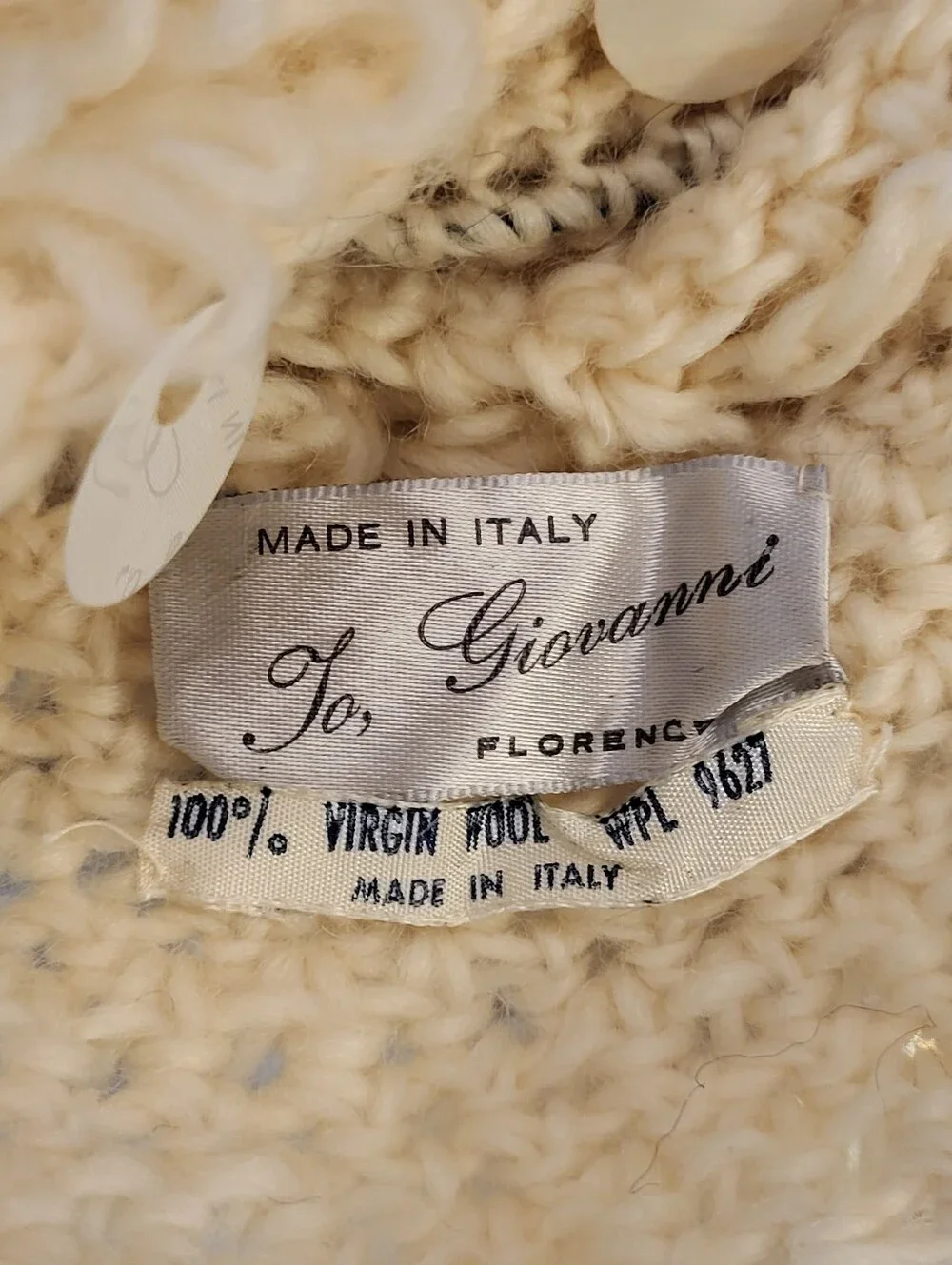 Jo Giovanni 1950s Ivory Wool Beehive Pillbox Iridescent Paillette Dangles Italy